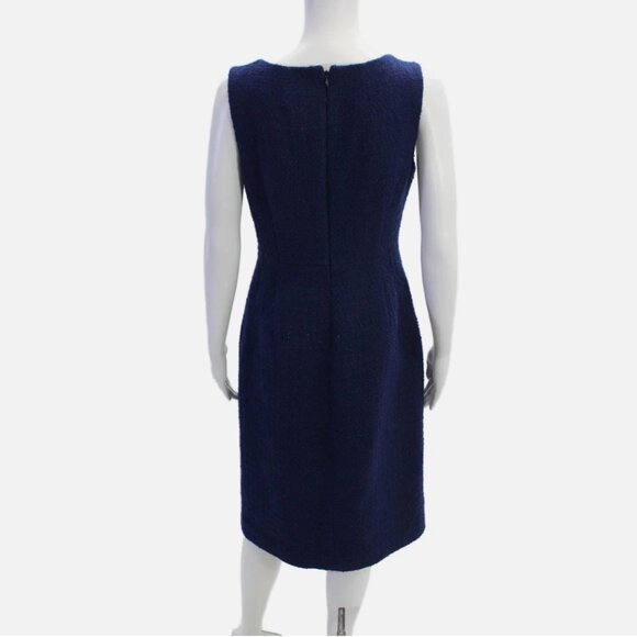 J Crew Sophia Sleeveless Midi Dress in Tweed Woman Size 4 Navy - Picture 4 of 9